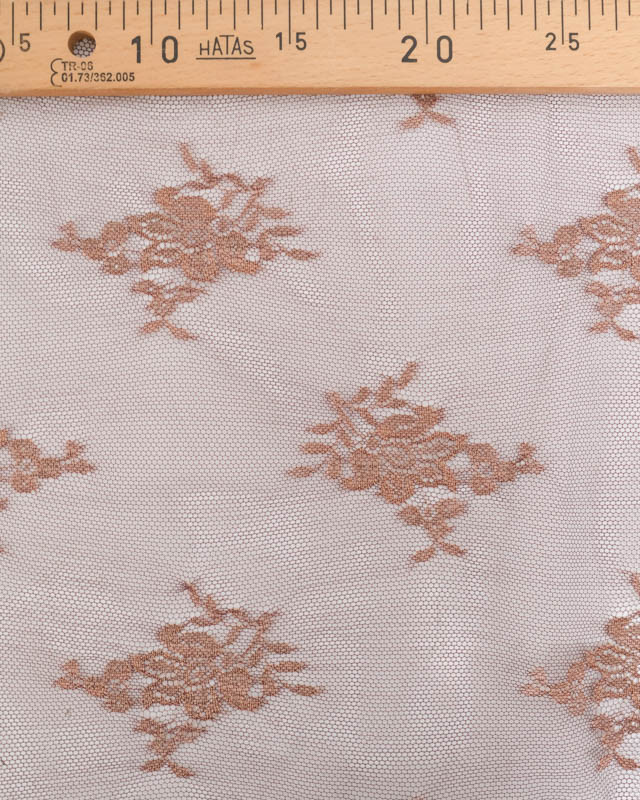Dentelle Fabrication Française Bordeaux Motif Floral Bronze - Mercerine