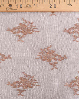 Dentelle Fabrication Française Bordeaux Motif Floral Bronze - Mercerine