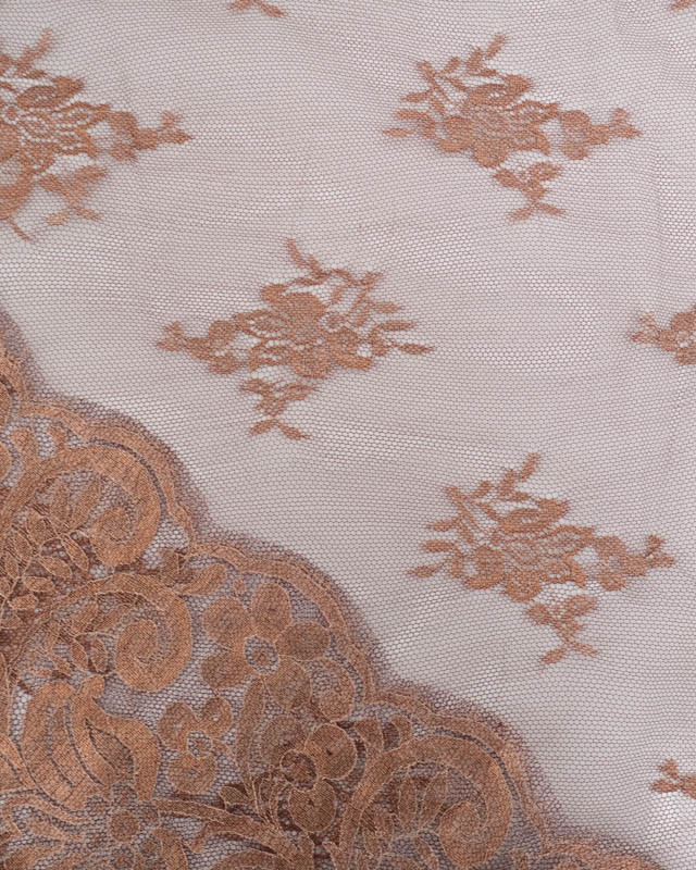 Dentelle Fabrication Française Bordeaux Motif Floral Bronze - Mercerine