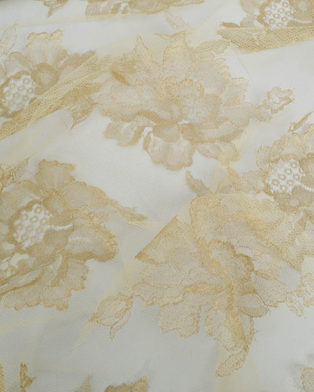 Dentelle Fabrication Française Dorée Jolies Fleurs - Mercerine