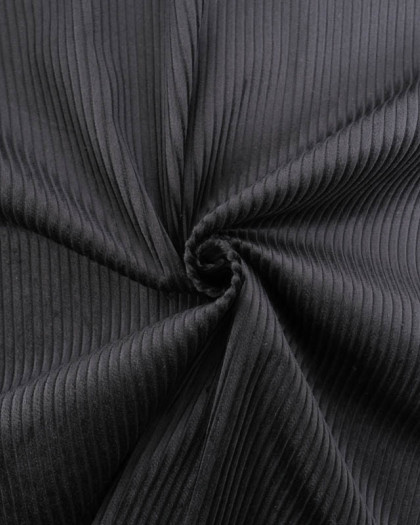 Tissu Velours Côtelé Uni Noir - Mercerine