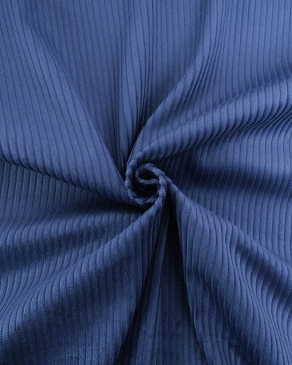 Tissu Velours Côtelé Uni Indigo - Mercerine