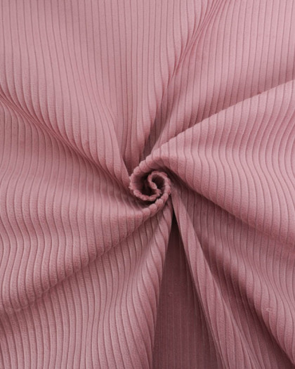 Tissu Velours Côtelé Uni Vieux Rose - Mercerine