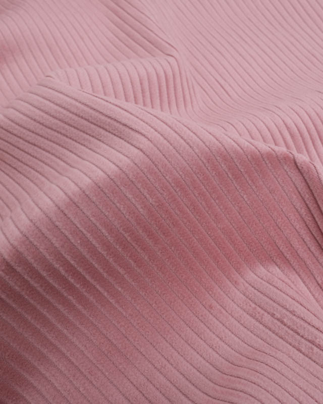Tissu Velours Côtelé Uni Vieux Rose - Mercerine