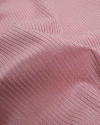 Tissu Velours Côtelé Uni Vieux Rose - Mercerine