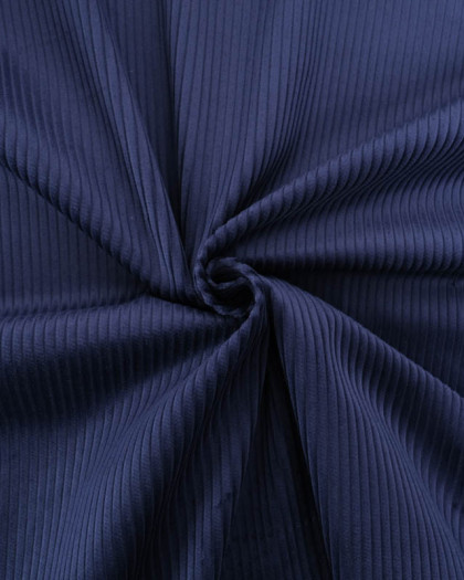 Tissu Velours Côtelé Uni Bleu Marine - Mercerine
