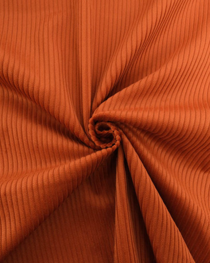 Tissu Velours Côtelé Uni Sienne  - Mercerine