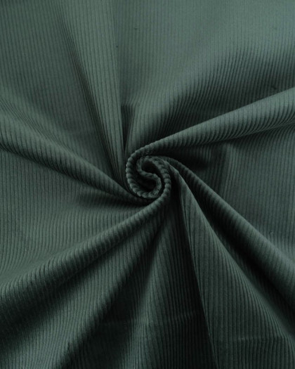 Tissu Velours Côtelé Stretch Vert Forêt - Mercerine
