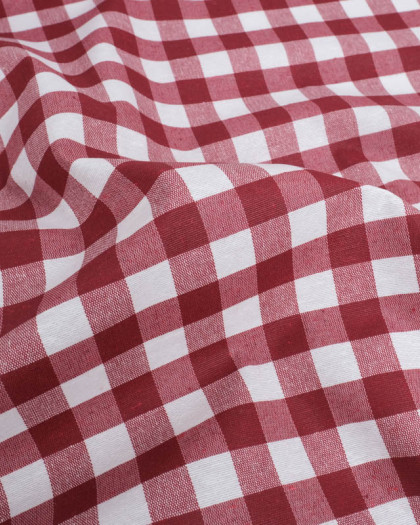 Tissu Enduit Vichy Bordeaux- Mercerine