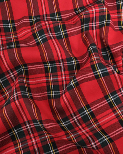 Tissu Tartan Ecossais Stretch Carreaux Rouges - Mercerine