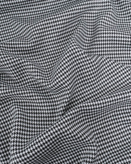 Tissu Tartan Ecossais Stretch Pied de Poule Noir et Blanc - Mercerine