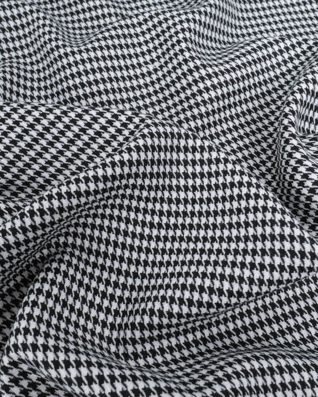 Tissu Tartan Ecossais Stretch Pied de Poule Noir et Blanc - Mercerine