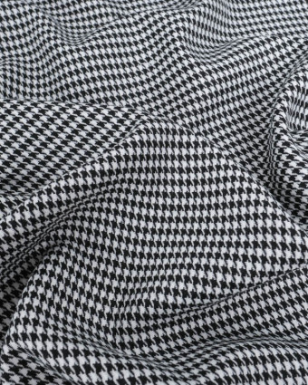 Tissu Tartan Ecossais Stretch Pied de Poule Noir et Blanc - Mercerine