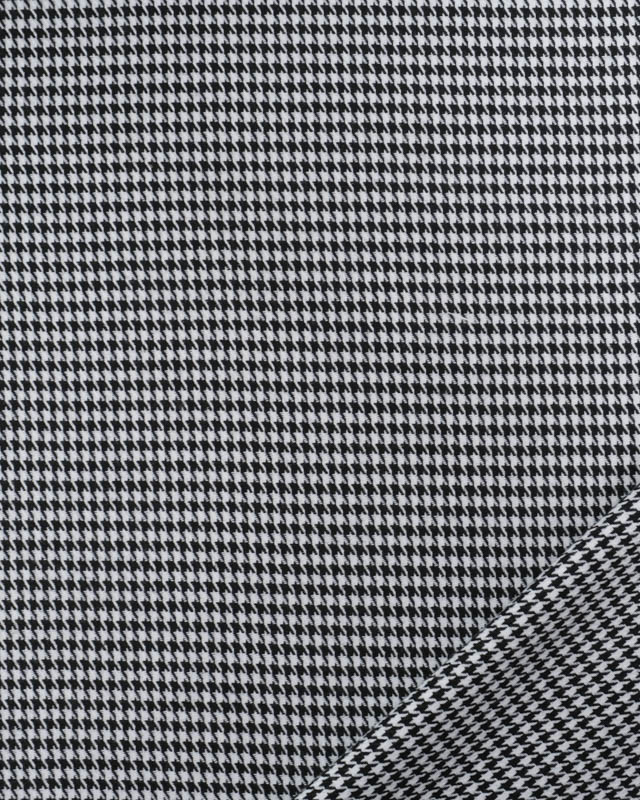 Tissu Tartan Ecossais Stretch Pied de Poule Noir et Blanc - Mercerine