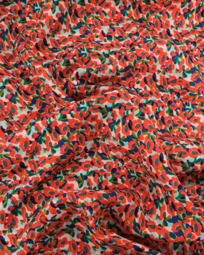 Tissu Viscose Twill Imprimée Flowy Cerise - Mercerine