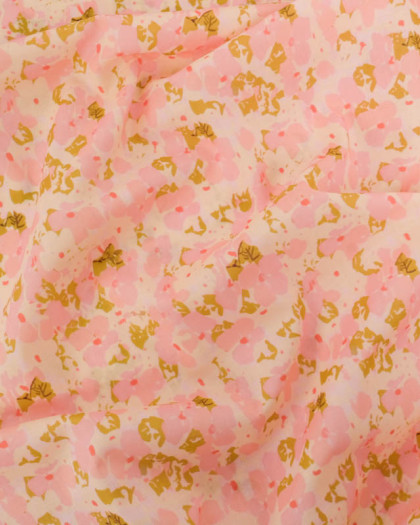 Popeline de Coton Mila Flora Rose Kaki - Mercerine