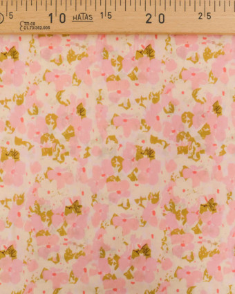 Voile de Coton Mila Flora Rose Kaki