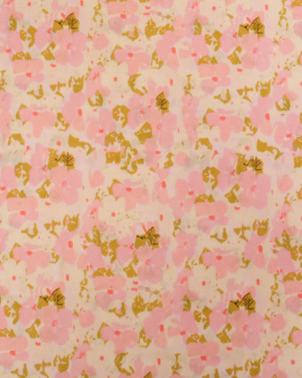 Voile de Coton Mila Flora Rose Kaki