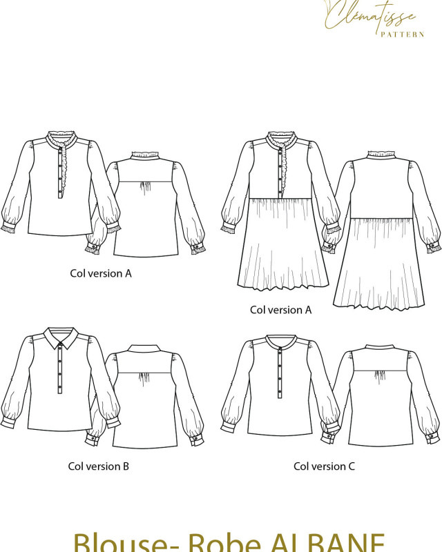 Patron de Blouse-Robe ALBANE - Clematisse Pattern - Mercerine