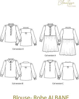 Patron de Blouse-Robe ALBANE - Clematisse Pattern - Mercerine