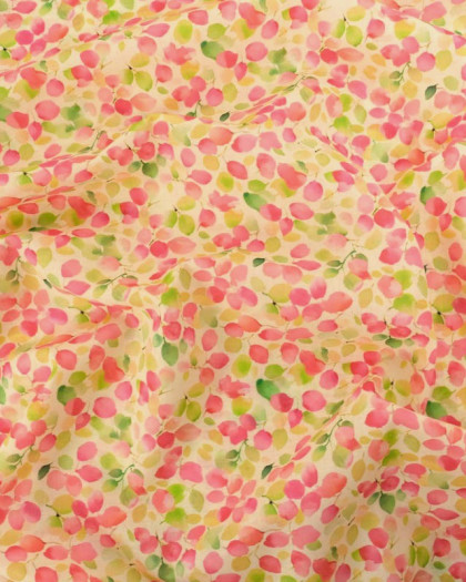 Popeline de Coton Mila Olga Rose Vert - Mercerine