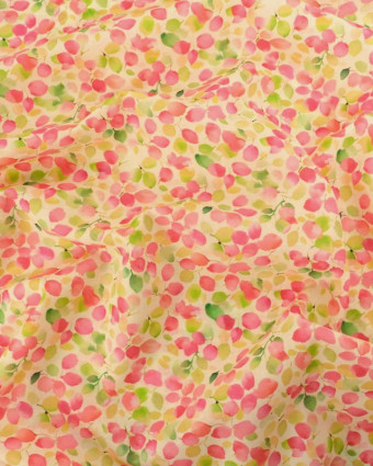 Popeline de Coton Mila Olga Rose Vert - Mercerine