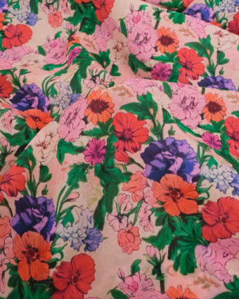 Voile de Coton Mila Romancia Rose Vert