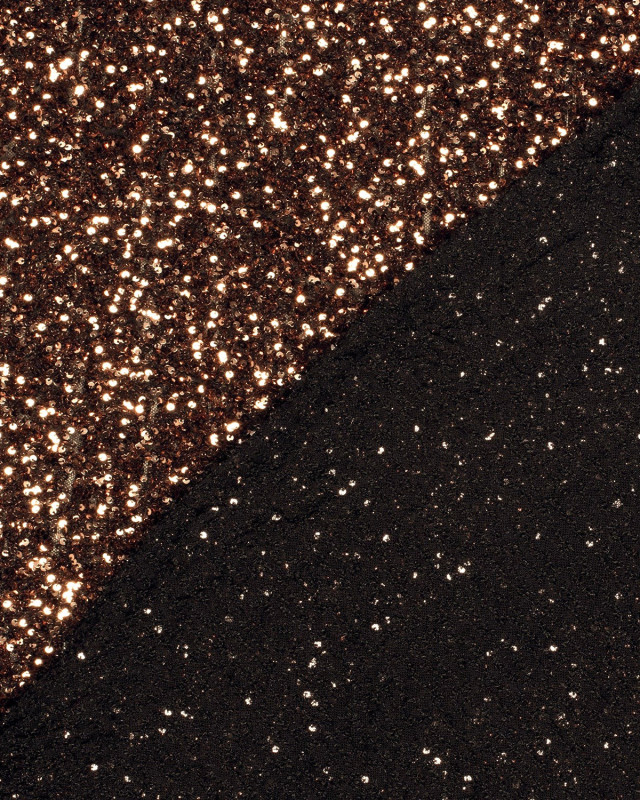 Tissu Sequins Sur Maille Douce Cuivre - Mercerine