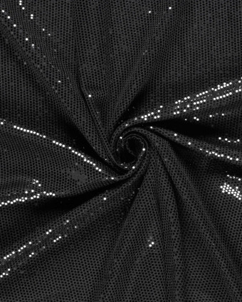 Tissu Sequins Noir Sur Maille Légère - Mercerine