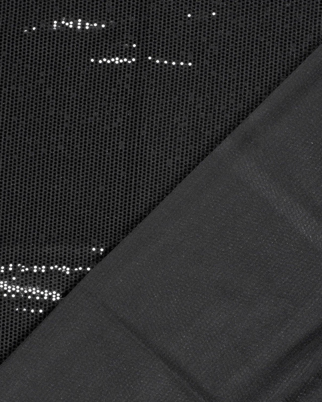 Tissu Sequins Noir Sur Maille Légère - Mercerine