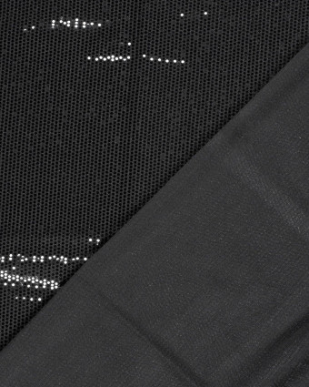 Tissu Sequins Noir Sur Maille Légère - Mercerine