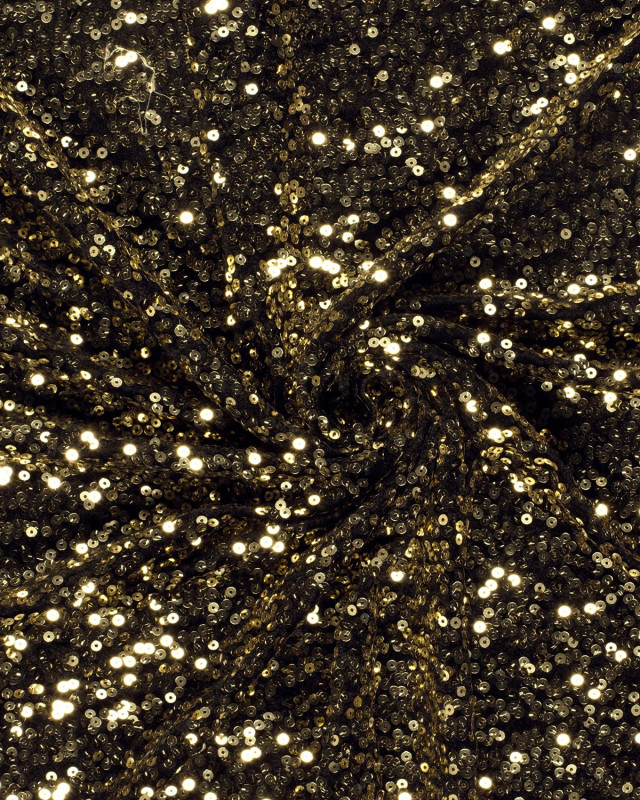 Tissu Sequins Doré Sur Velours Noir - Mercerine