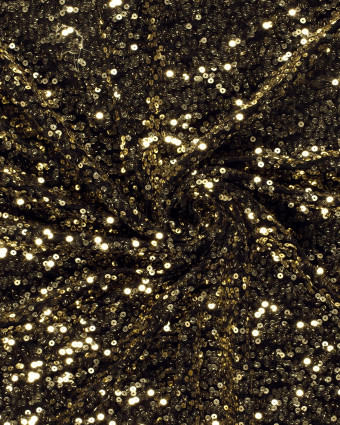 Tissu Sequins Doré Sur Velours Noir - Mercerine