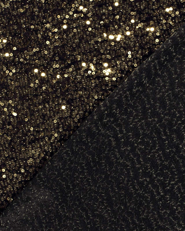 Tissu Sequins Doré Sur Velours Noir - Mercerine