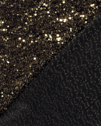 Tissu Sequins Doré Sur Velours Noir - Mercerine