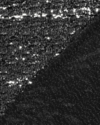 Tissu Sequins Argent Sur Velours Noir - Mercerine