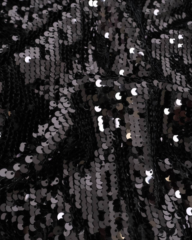 Tissu Sequins Ecailles Noir - Mercerine