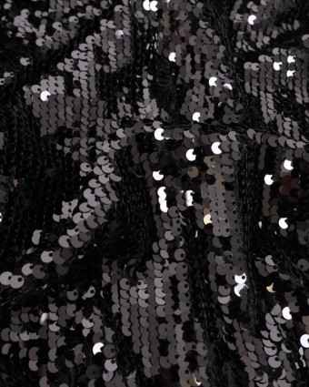 Tissu Sequins Ecailles Noir - Mercerine