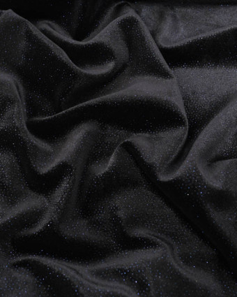 Tissu Velours Ras Stretch Noir Pailleté Bleu Nuit - Mercerine