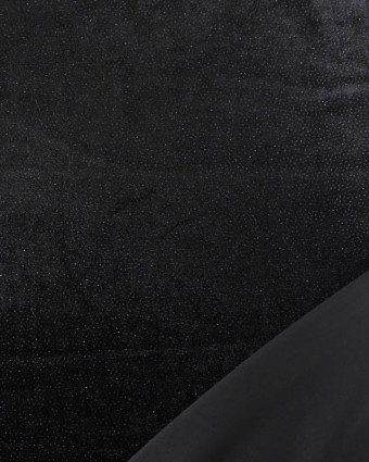 Tissu Velours Ras Stretch Noir Pailleté Bleu Nuit - Mercerine