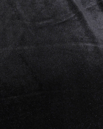 Tissu Velours Ras Stretch Noir Pailleté Bleu Nuit - Mercerine