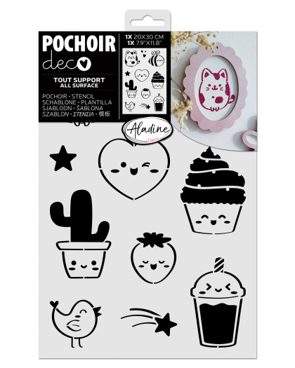 Pochoir Déco Motifs Kawaii - Aladine - Mercerine