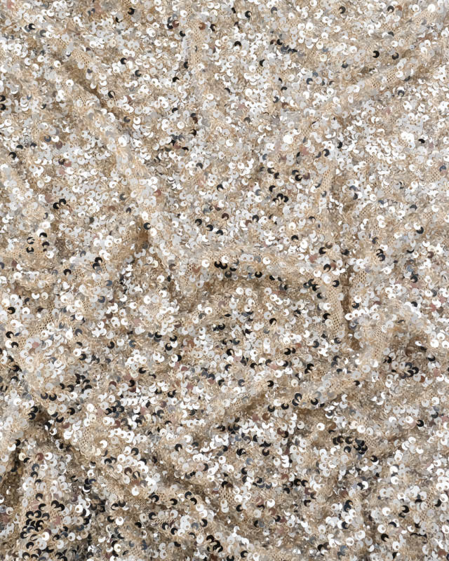 Tissu Sequins Sur Maille Douce Argent - Mercerine