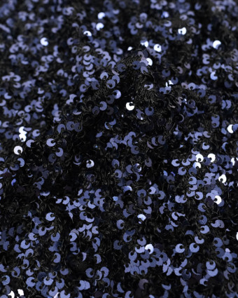 Tissu Sequins Sur Maille Douce Bleu Nuit - Mercerine
