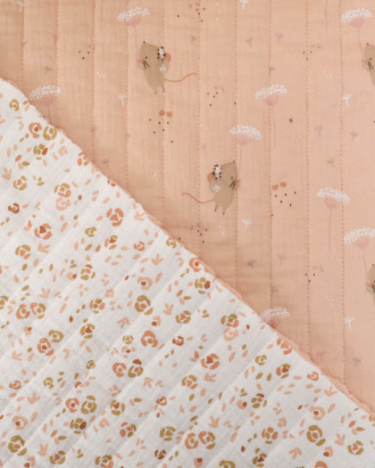Tissu Matelassé Double Gaze Petite Souris Nude - Mercerine