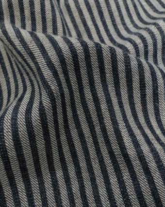 Tissu Jean Lourd Brut Rayures Réversible - Mercerine