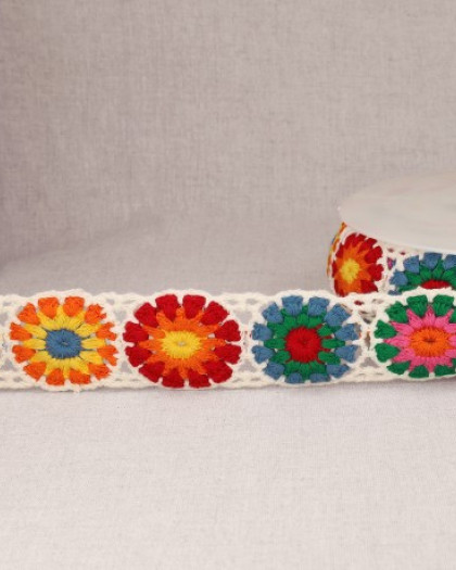 Galon Crochet Rosace Fleur- 42mm - Mercerine