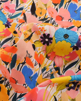 Popeline de Coton Big Flower Multicolore - Mercerine