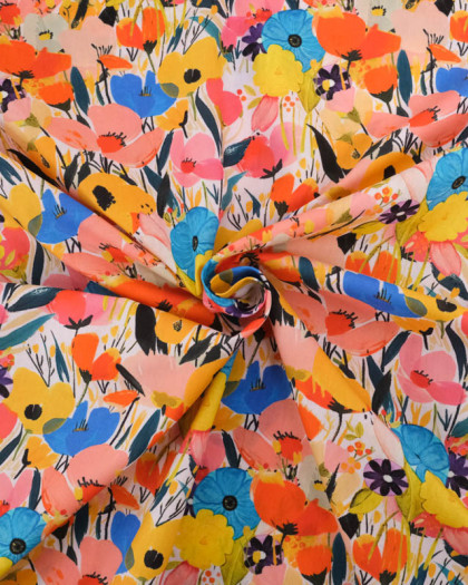 Popeline de Coton Big Flower Multicolore - Mercerine