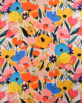 Popeline de Coton Big Flower Multicolore - Mercerine